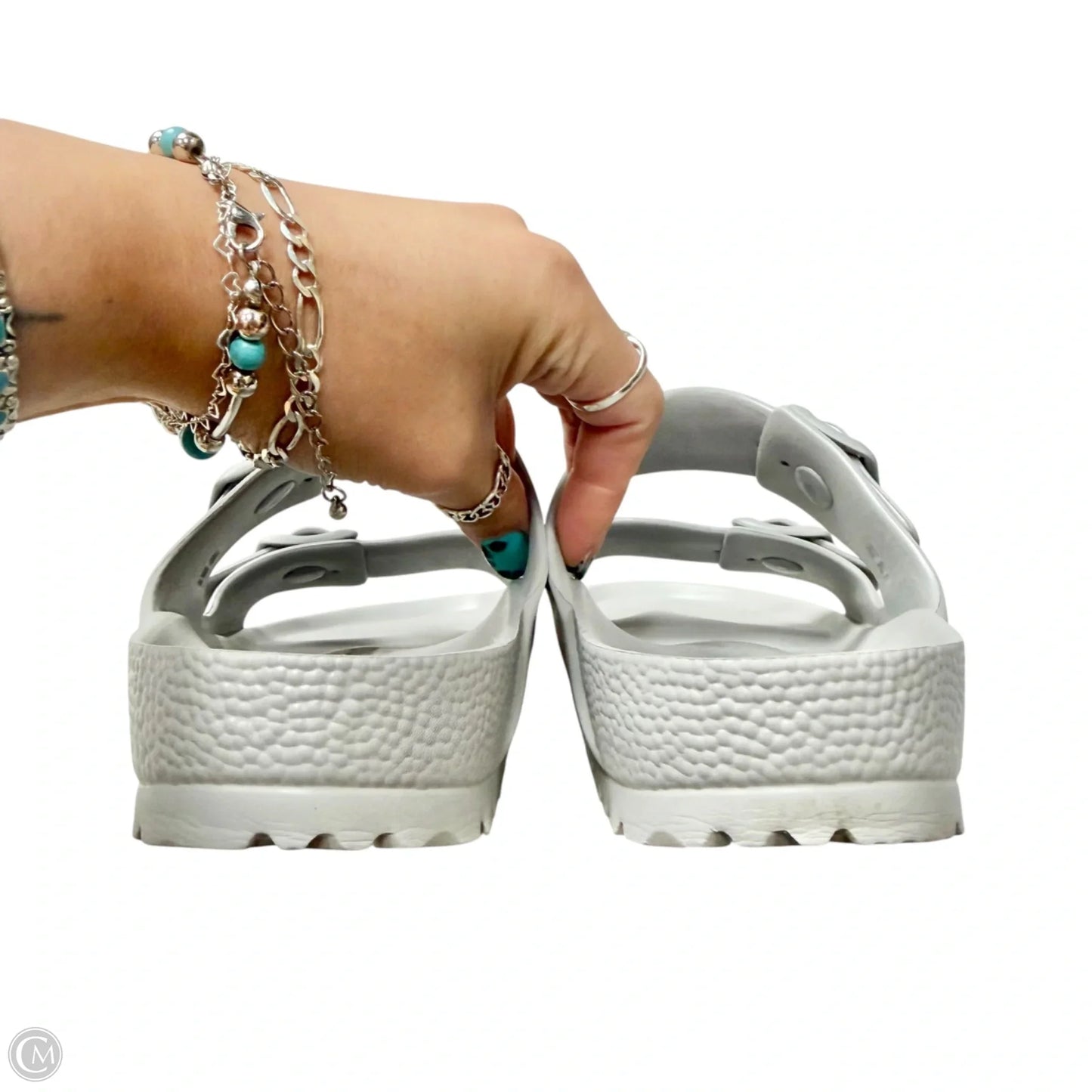 Sandals Flats By Birkenstock In Grey, Size: 9