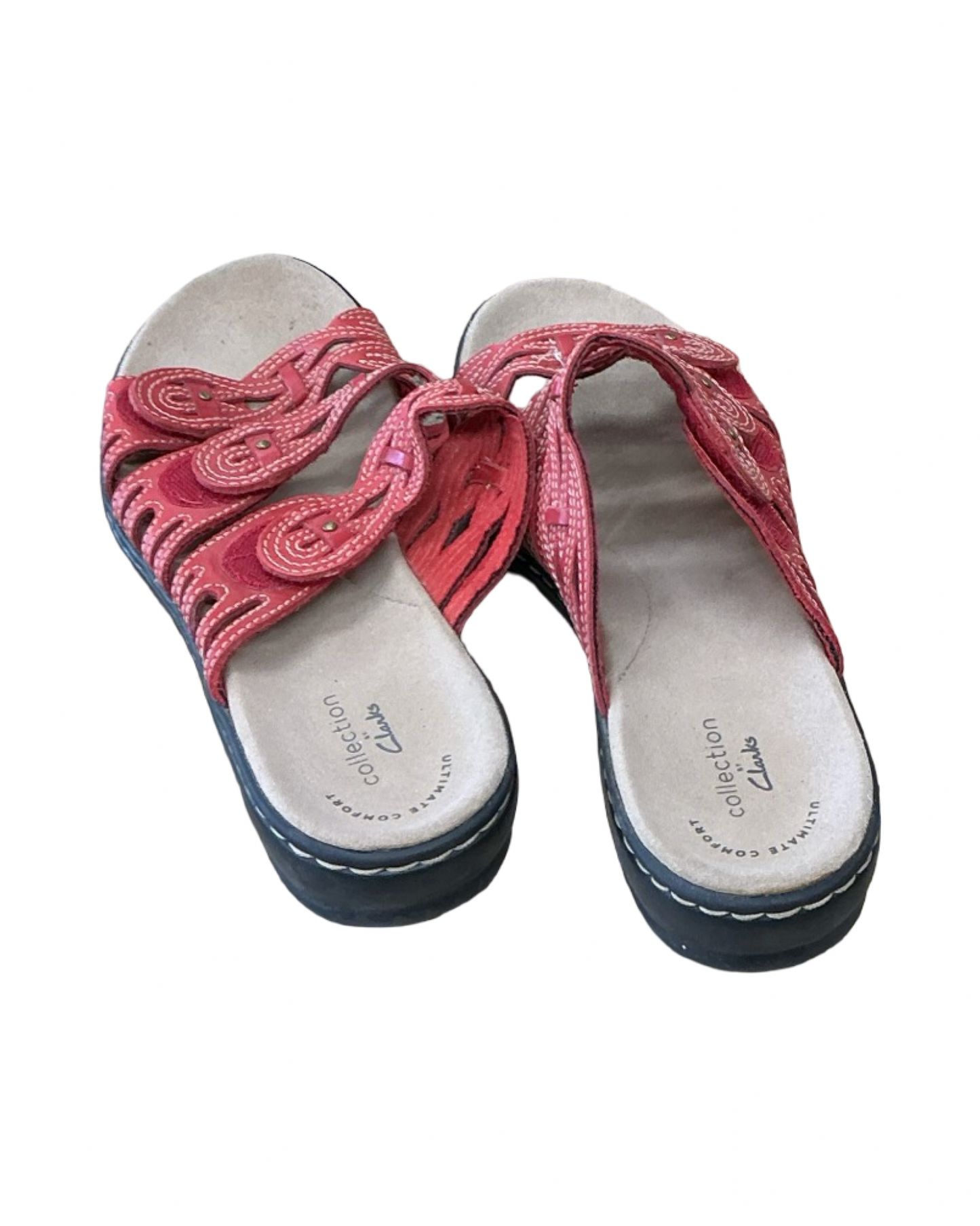 Sandals Flats By Clarks In Red, Size:7.5