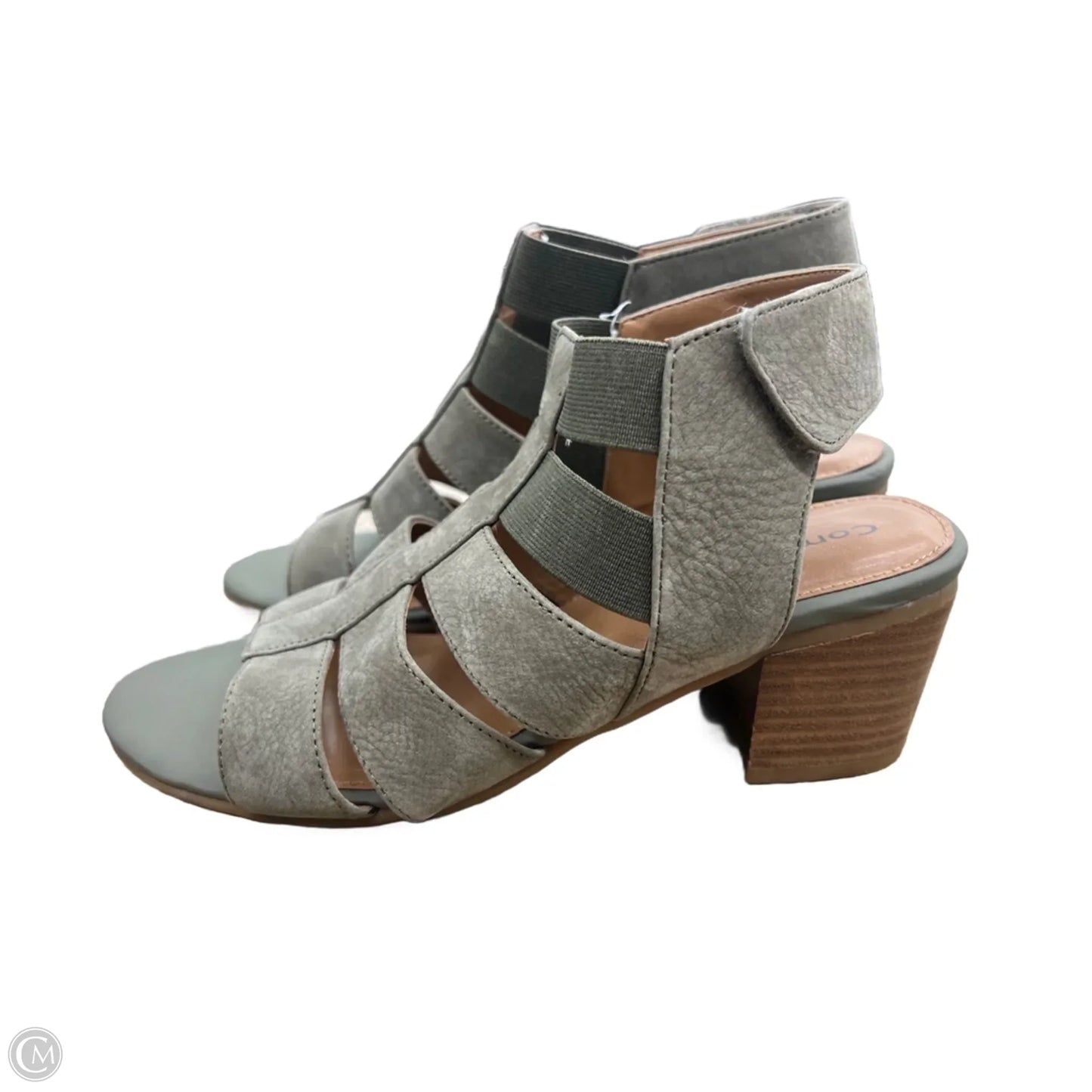 Sandals Heels Block By Comfortiva In Green, Size: 8