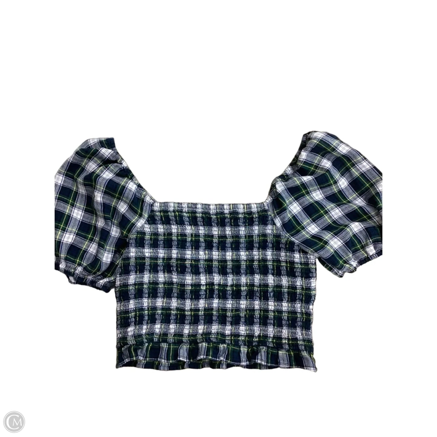 Top Short Sleeve By American Eagle In Plaid Pattern, Size: L