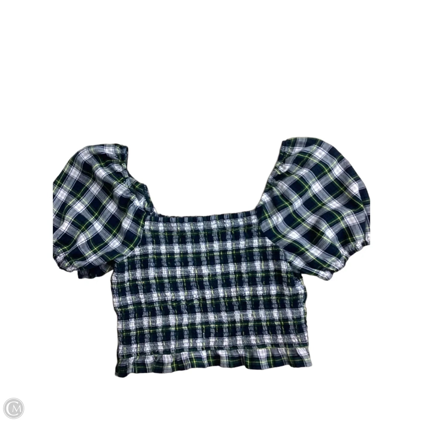 Top Short Sleeve By American Eagle In Plaid Pattern, Size: L