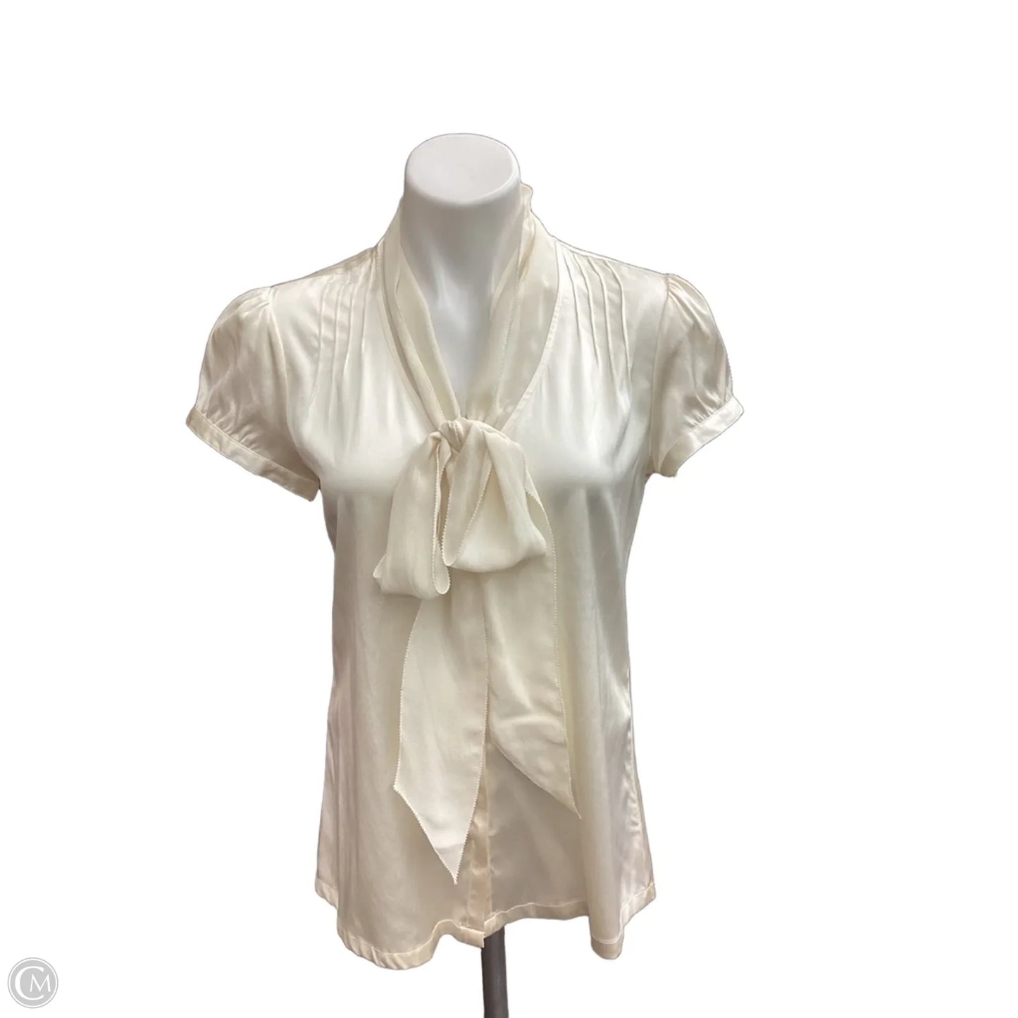Top Short Sleeve By White House Black Market In Ivory, Size: S