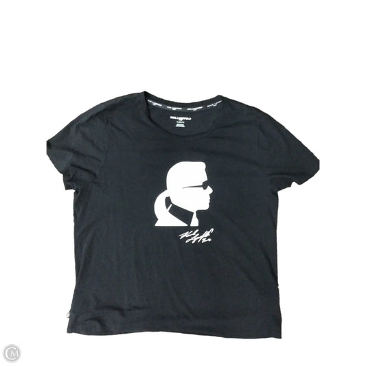 Top Short Sleeve Designer By Karl Lagerfeld In Black, Size: Xl