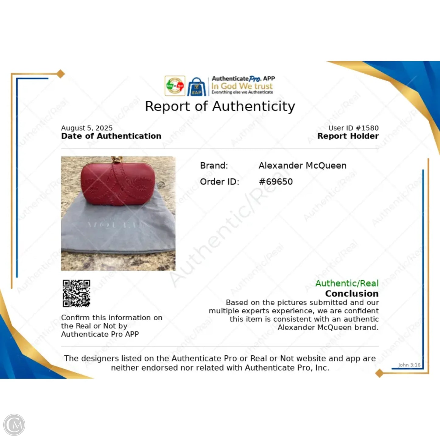 Clutch Luxury Designer By Alexander Mcqueen, Size: Small