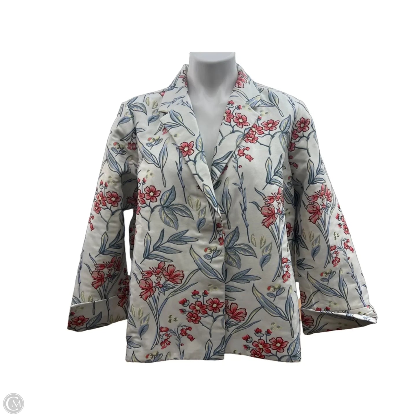 Blazer By Clothes Mentor In Floral Print, Size: L