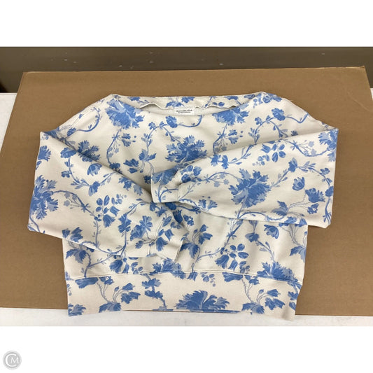 Sweatshirt Crewneck By Abercrombie And Fitch In Blue & Cream, Size: M