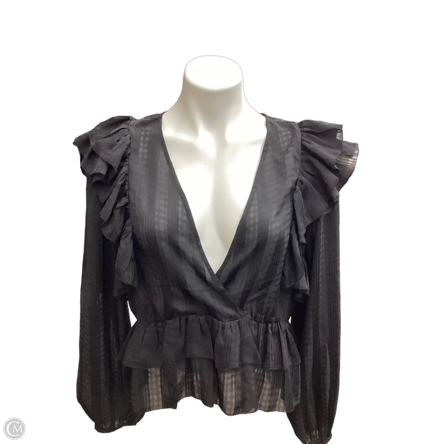 Blouse Long Sleeve By Express In Black, Size: M