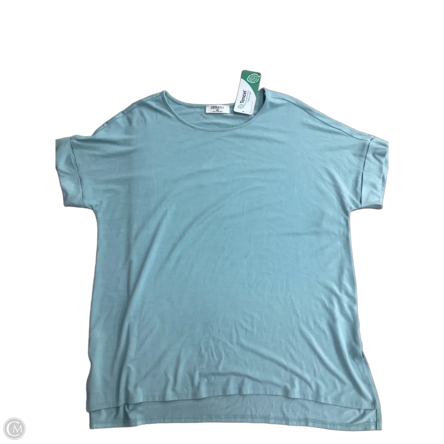 Top Short Sleeve By Zenana In Green, Size: 1x