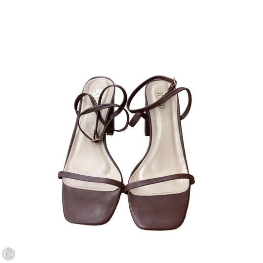 Sandals Heels Block By Clothes Mentor In Brown, Size: 8
