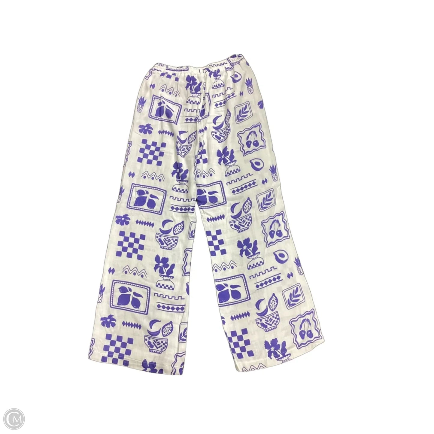 Pants Wide Leg By Clothes Mentor In Blue & White, Size: M