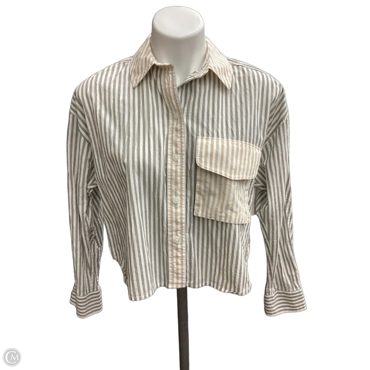 Top Long Sleeve By Madewell In Striped Pattern, Size: Xs