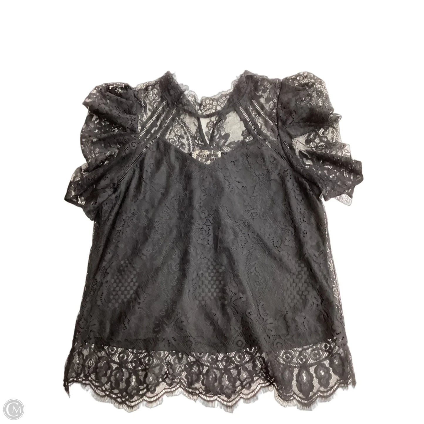 Top Short Sleeve By Savanna Jane In Black, Size: L