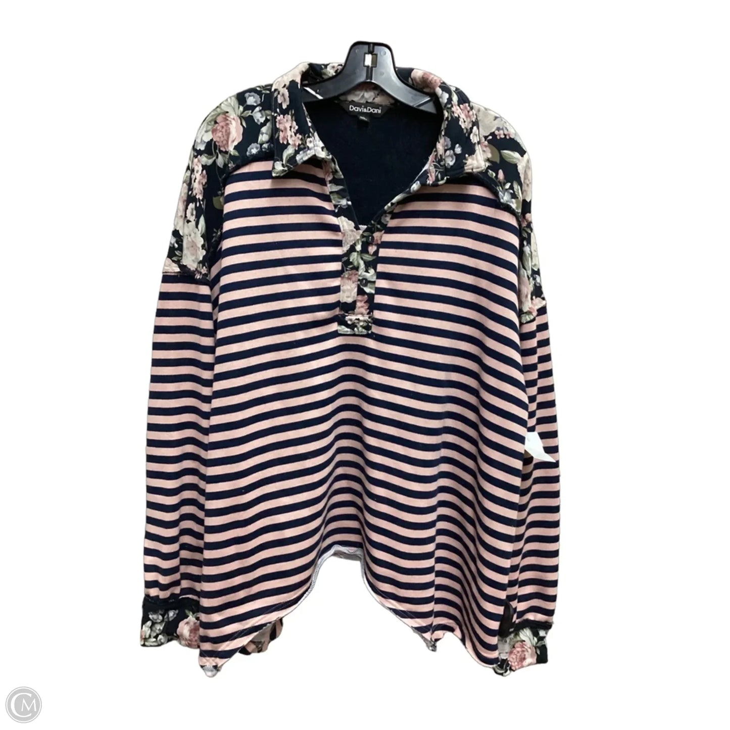 Sweatshirt Collar By Davi & Dani In Blue & Pink, Size: 2x