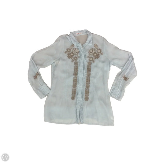 Top Long Sleeve By Johnny Was In Blue & Brown, Size: L