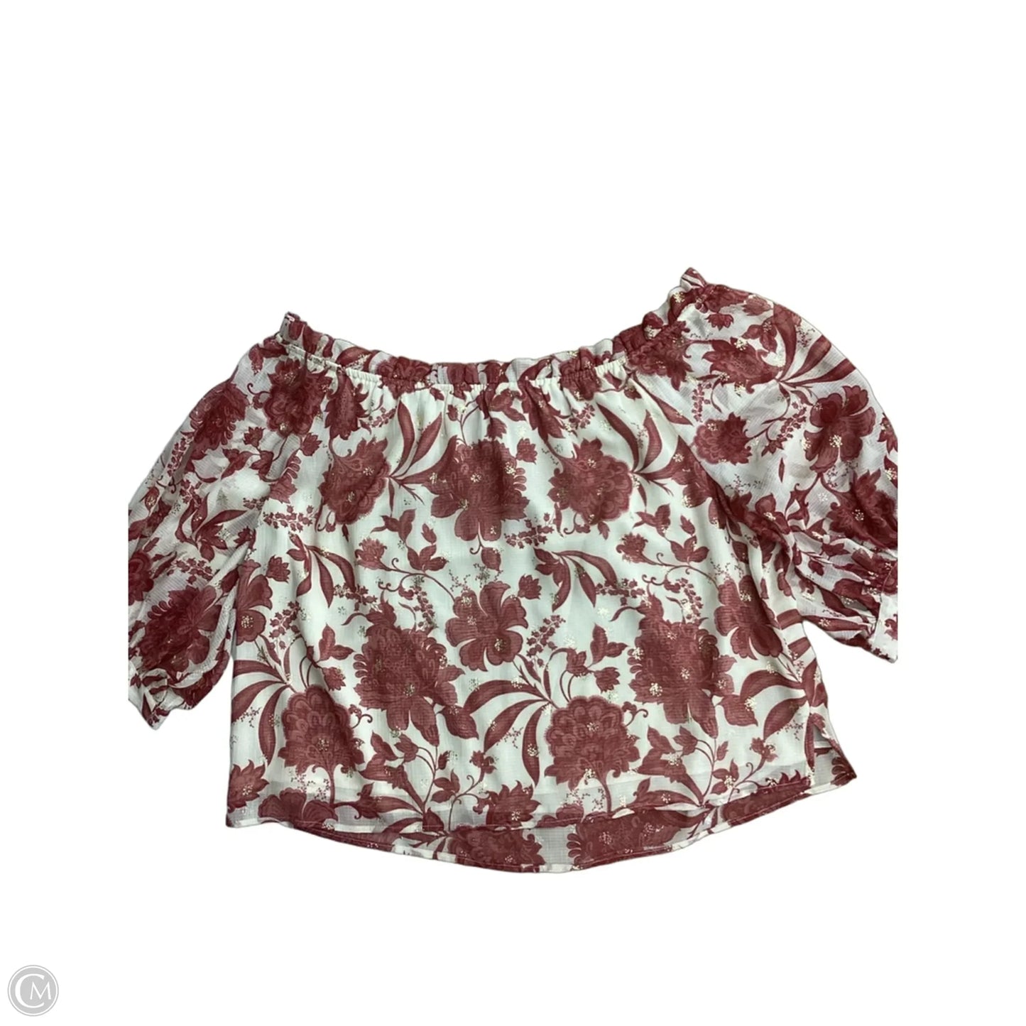 Blouse 3/4 Sleeve By Vince Camuto In Cream & Red, Size: Xxl