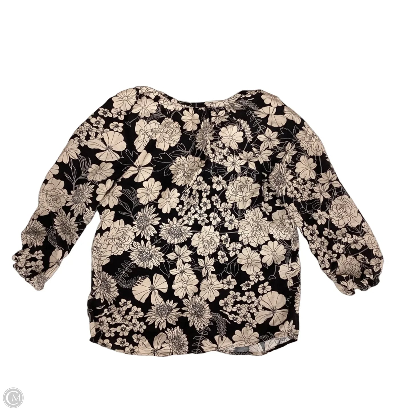 Top 3/4 Sleeve By Love Stitch In Black & Cream, Size: S