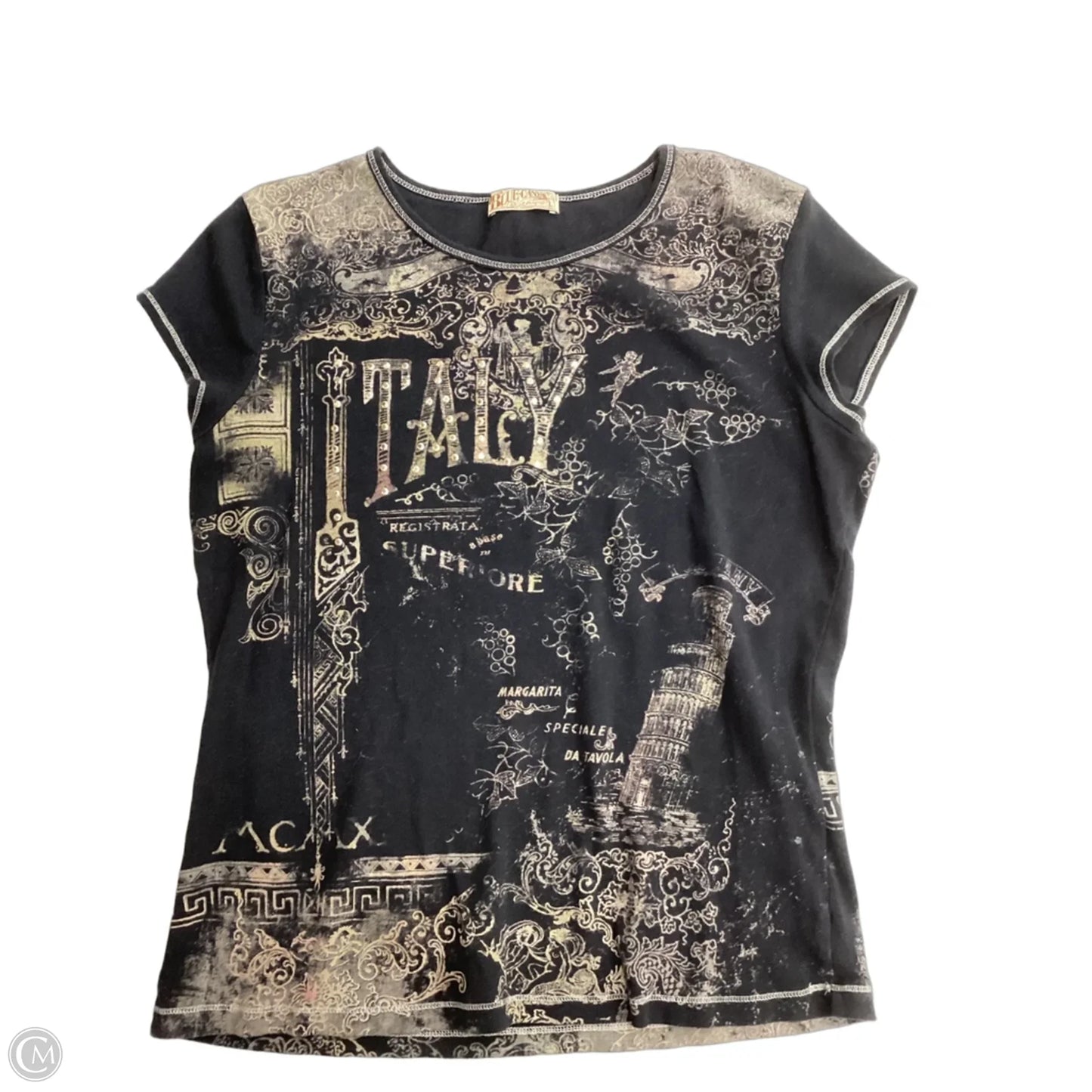 Top Short Sleeve By Clothes Mentor In Black & Cream, Size: L