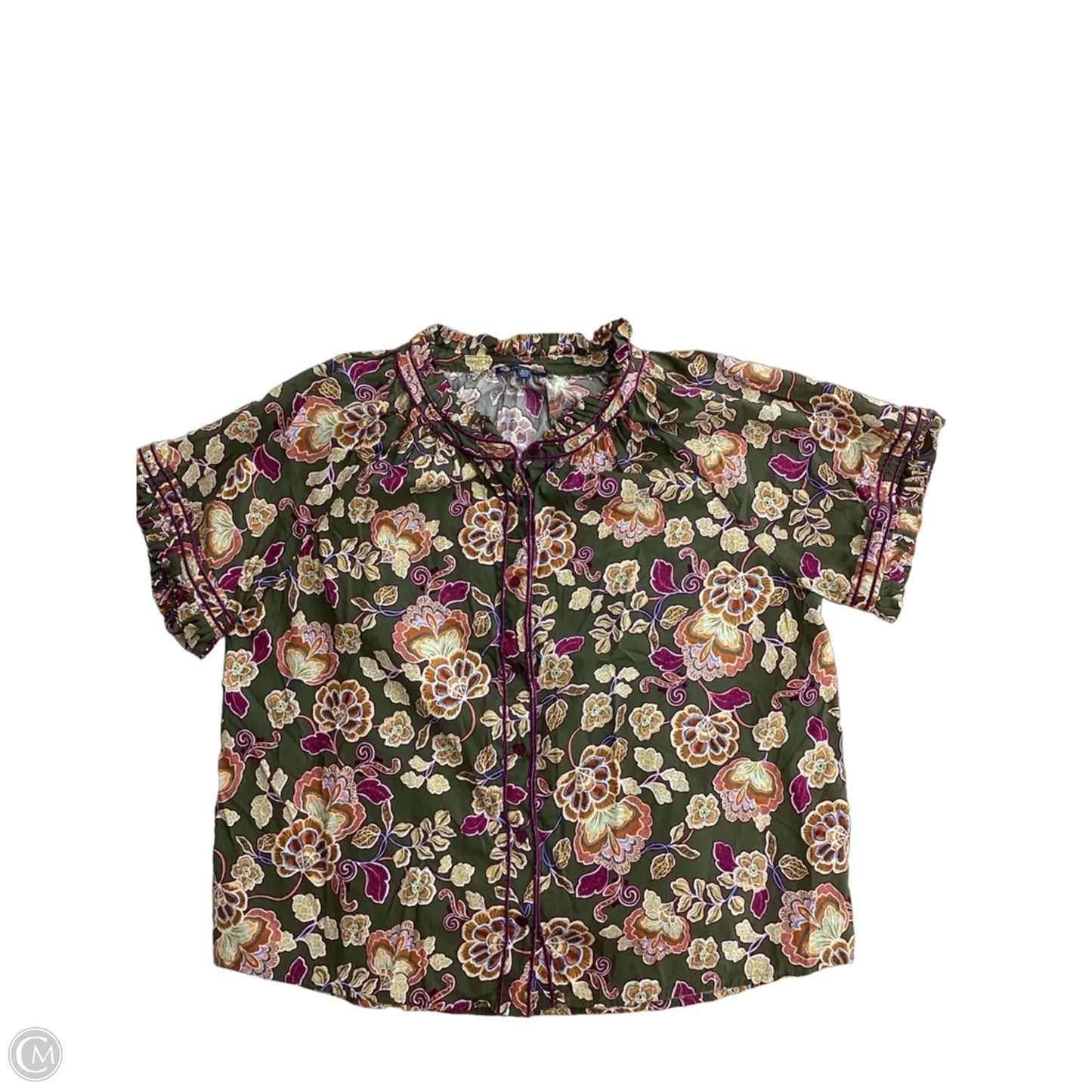 Top Short Sleeve By Democracy In Floral Print, Size: Xl