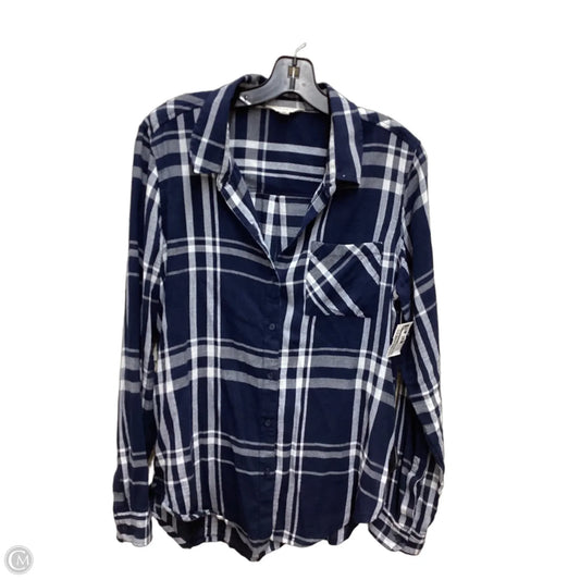 Top Long Sleeve By Lucky Brand In Blue & White, Size: M