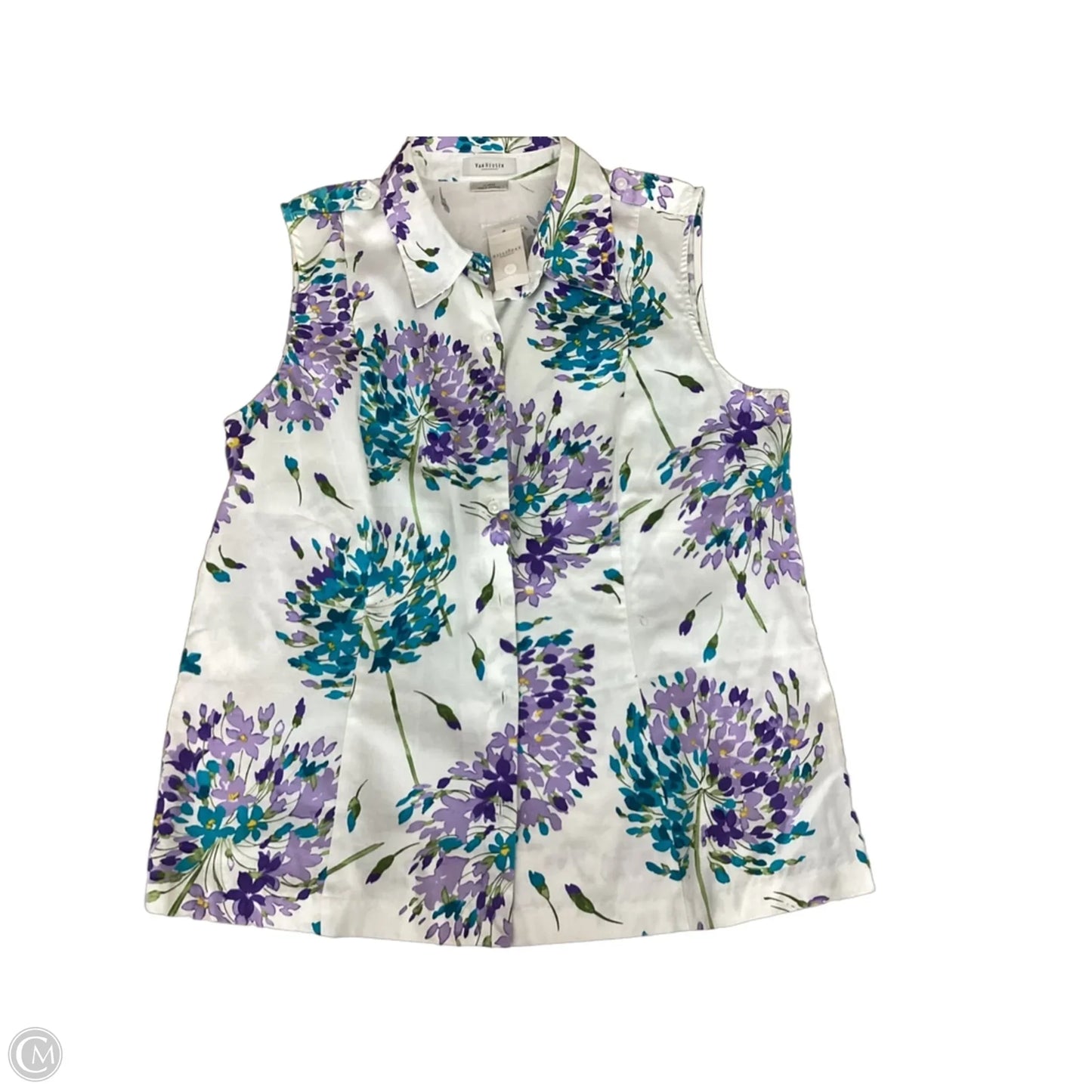 Blouse Sleeveless By Van Heusen In Floral Print, Size: Xl