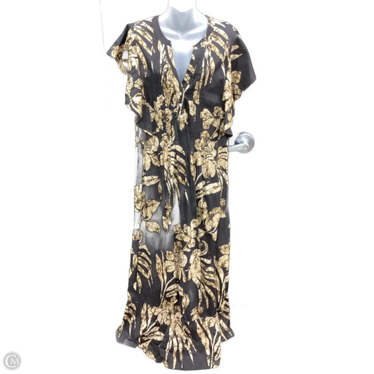 Dress Casual Maxi By Anthropologie In Black & Gold, Size: L