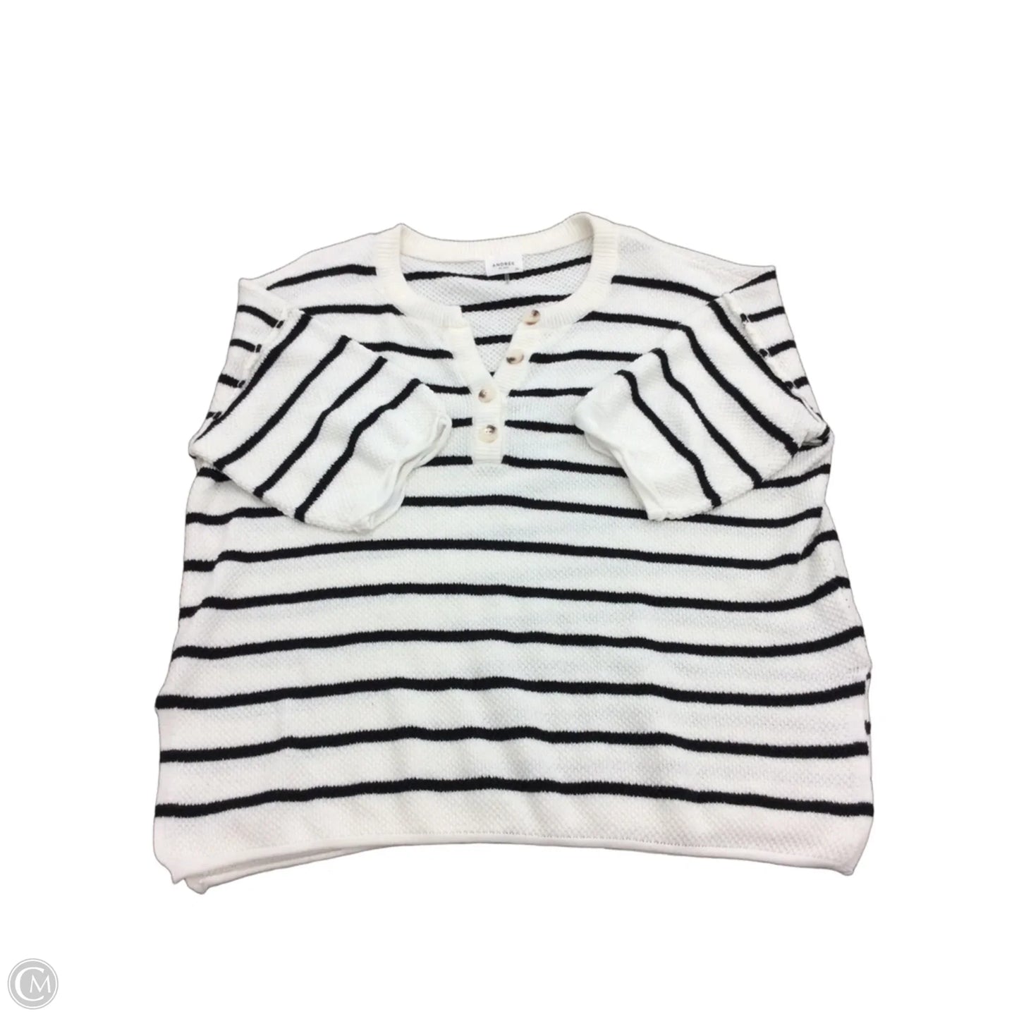 Sweater Short Sleeve By Andree By Unit In White, Size: 2x