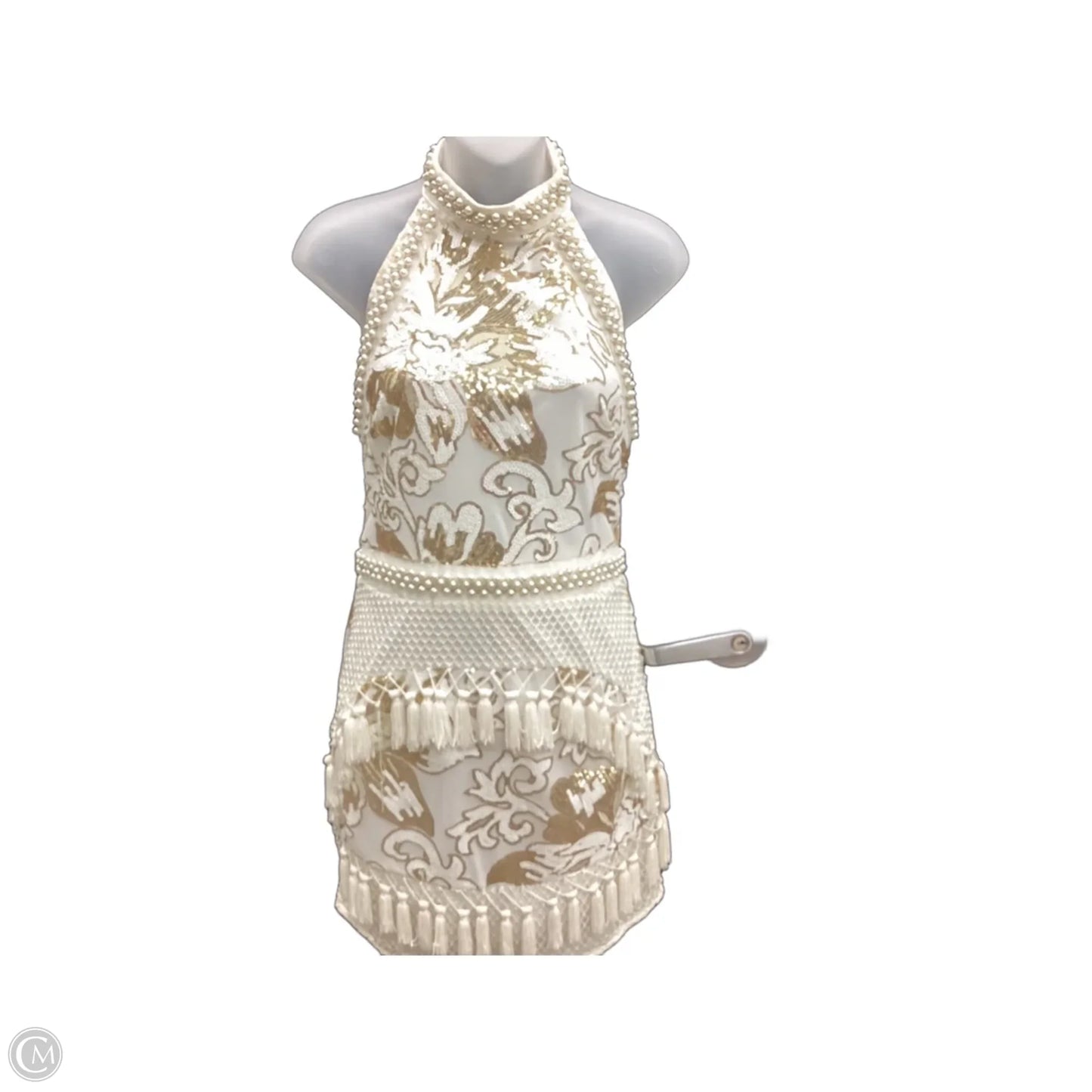 Dress Party Short By Pretty Little Thing In Gold & White, Size: 6
