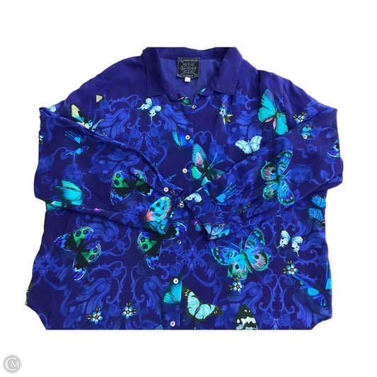 Blouse Long Sleeve By Johnny Was In Blue, Size: Xl