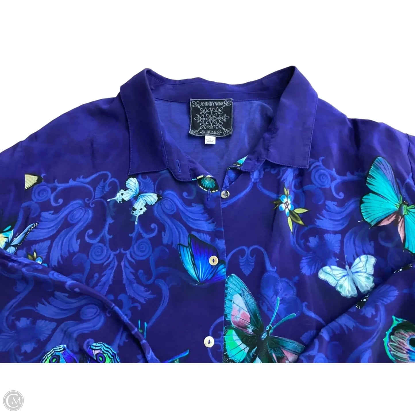 Blouse Long Sleeve By Johnny Was In Blue, Size: Xl