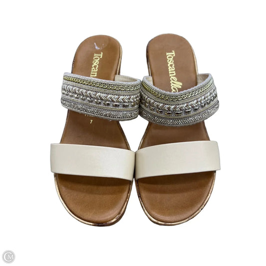 Sandals Heels Wedge By Toscanella In Tan, Size: 7