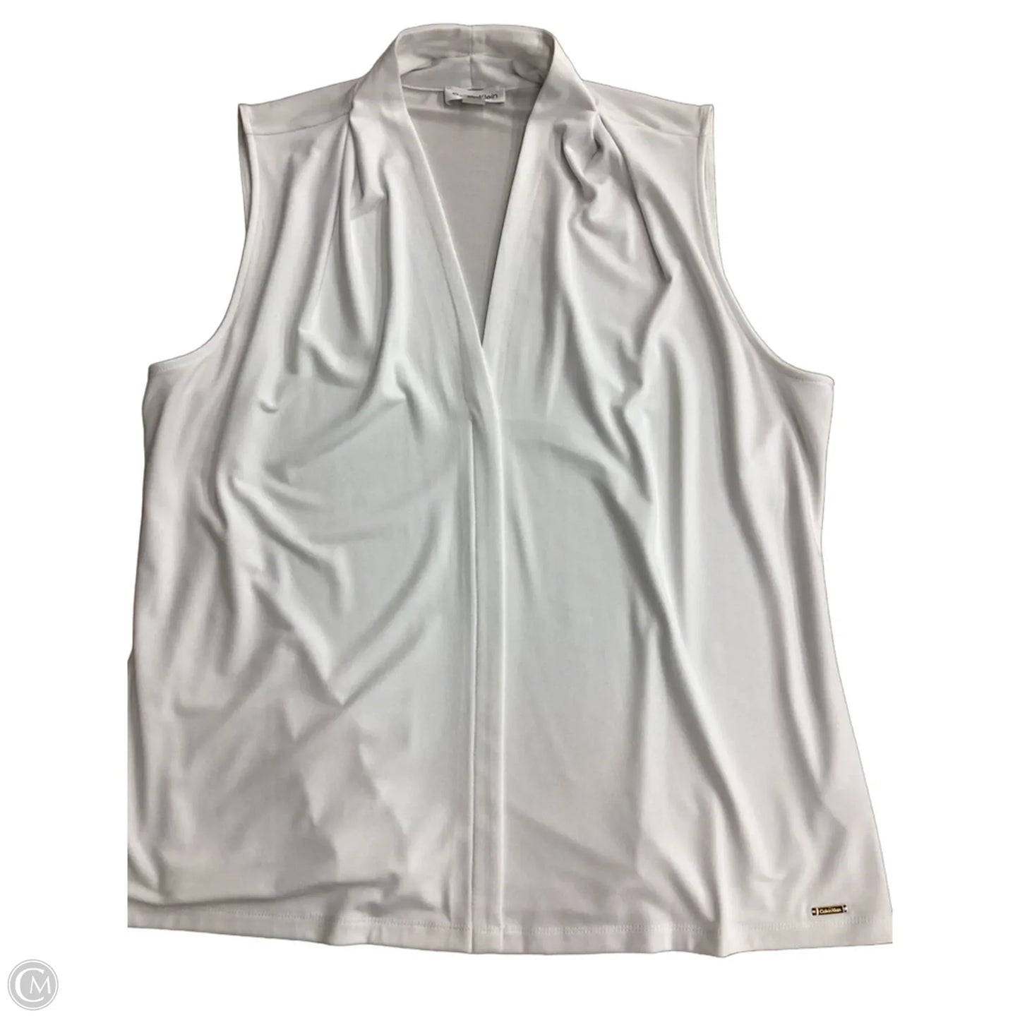 Blouse Sleeveless By Calvin Klein In White, Size: 1x