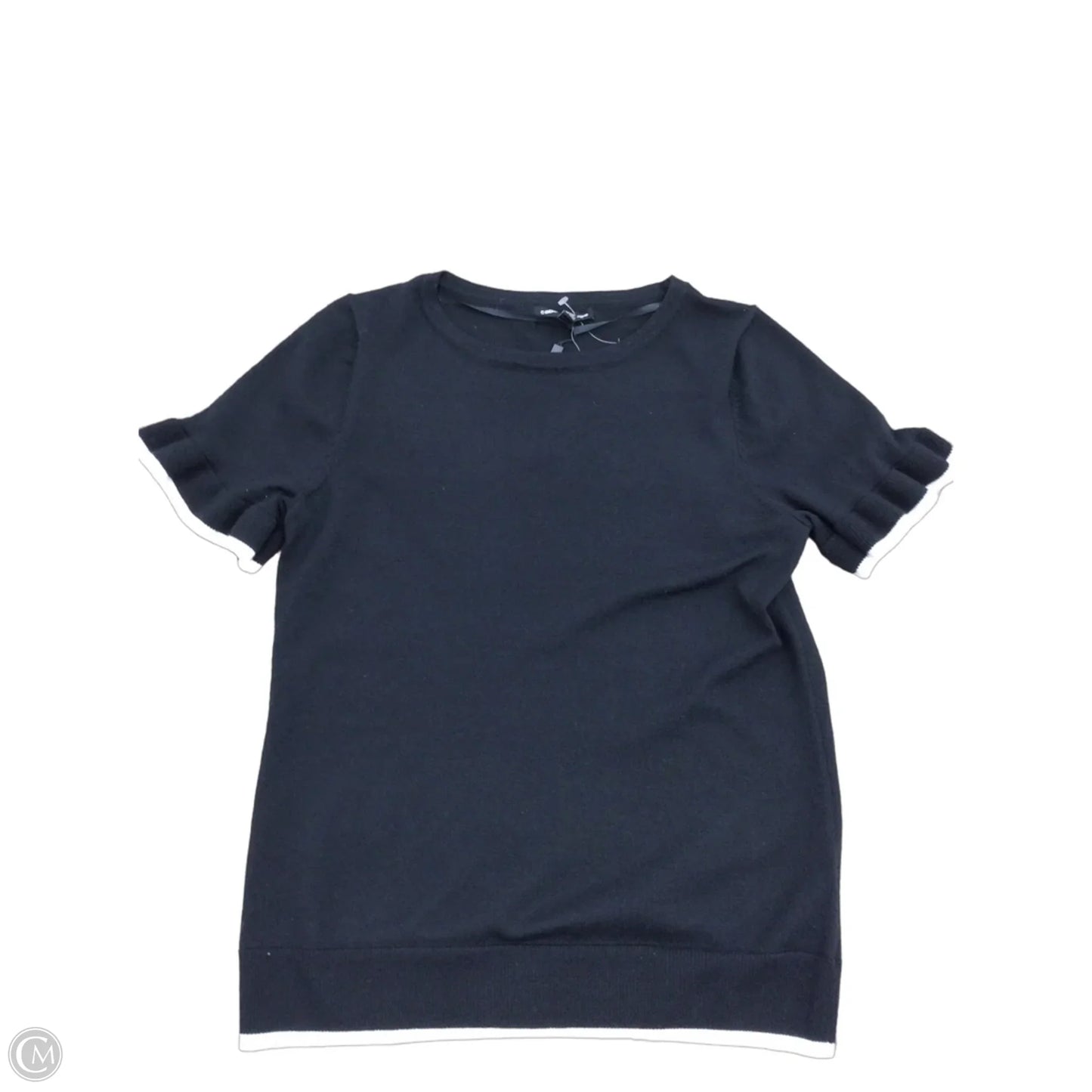 Sweater Short Sleeve By Cable And Gauge In Black, Size: M