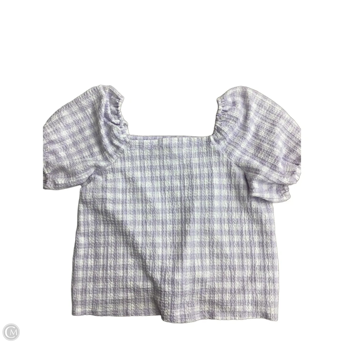 Blouse Short Sleeve By Loft In Plaid Pattern, Size: L
