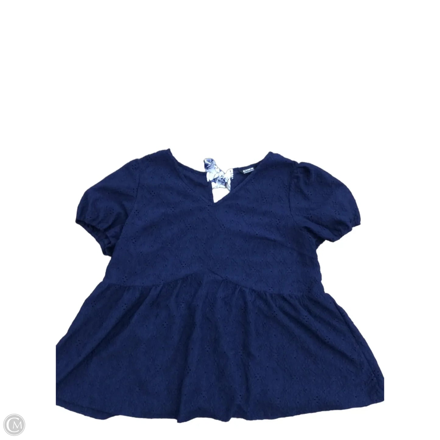 Top Short Sleeve By Bloomchic In Navy, Size: 18