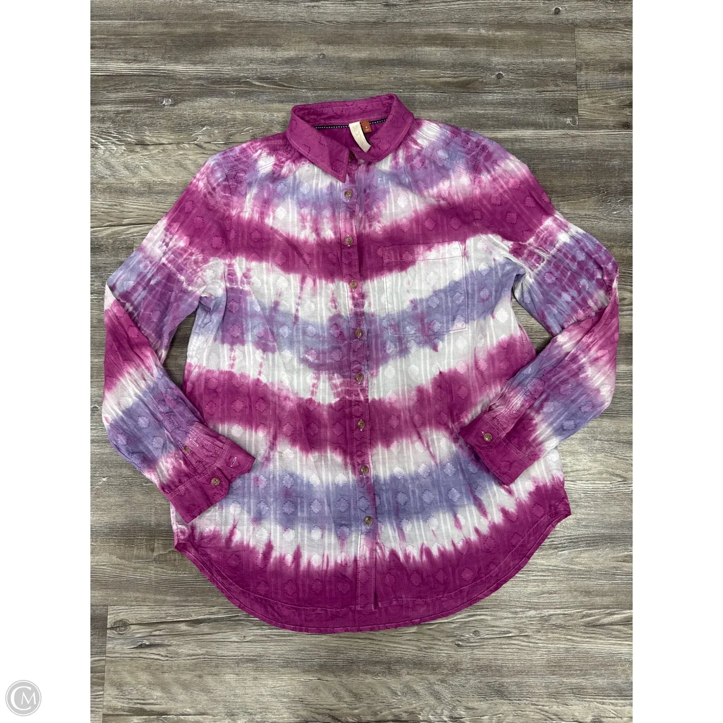 Top Long Sleeve By Pilcro In Pink & White, Size: M