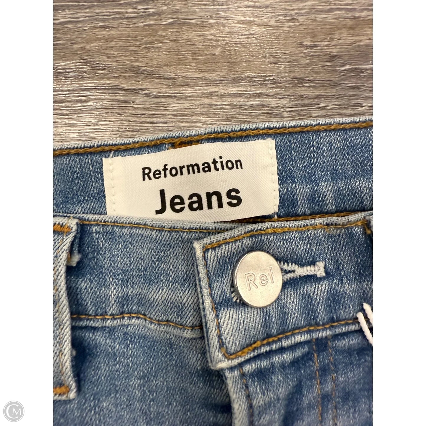 Jeans Straight By Reformation In Blue Denim, Size: 0