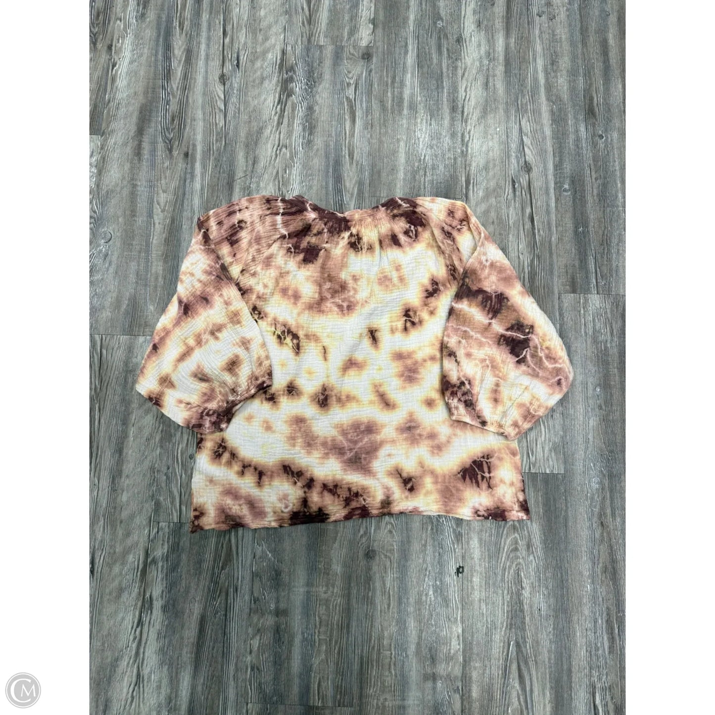 Top 3/4 Sleeve By Nation In Tie Dye Print, Size: L