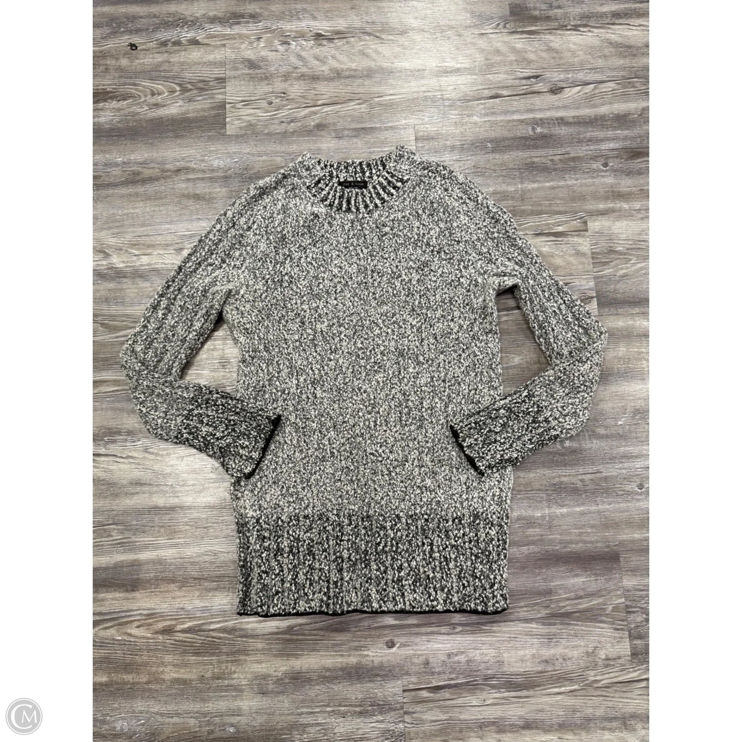 Sweater Cardigan Designer By Rag And Bone In Black & White, Size: S