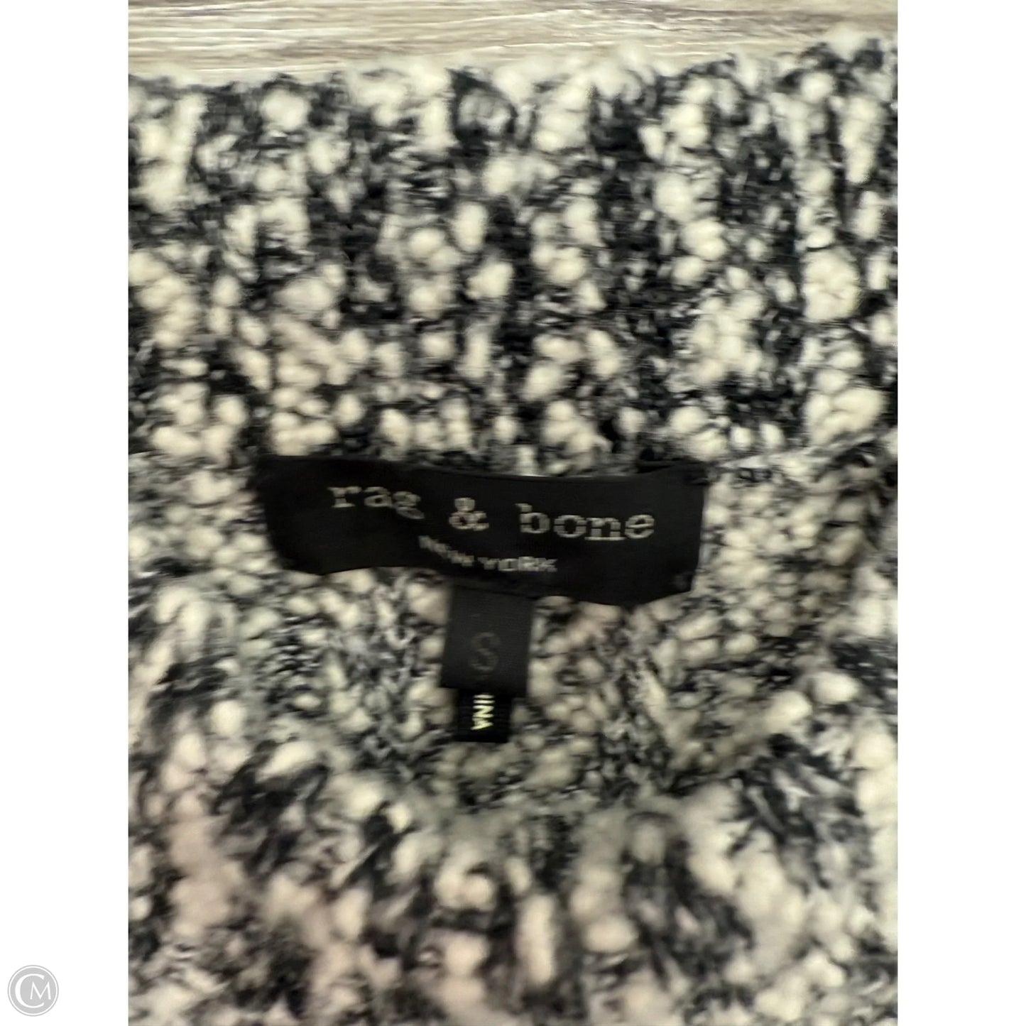 Sweater Cardigan Designer By Rag And Bone In Black & White, Size: S