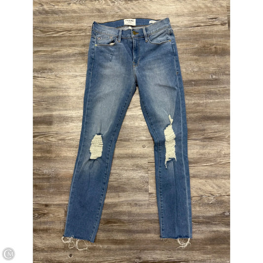 Jeans Cropped By Frame In Blue Denim, Size: 4