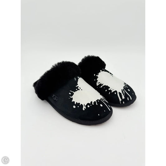 Slippers Designer By Ugg In Black & White, Size: 10