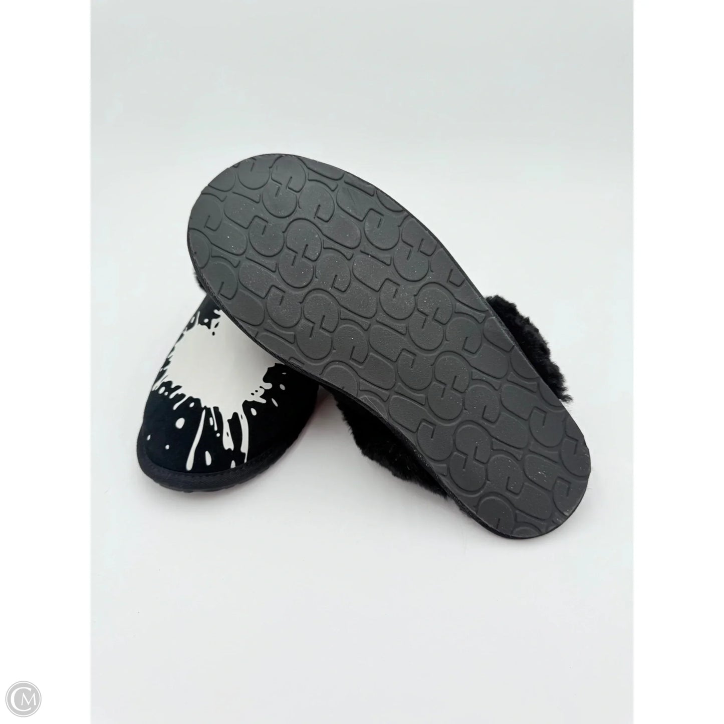Slippers Designer By Ugg In Black & White, Size: 10