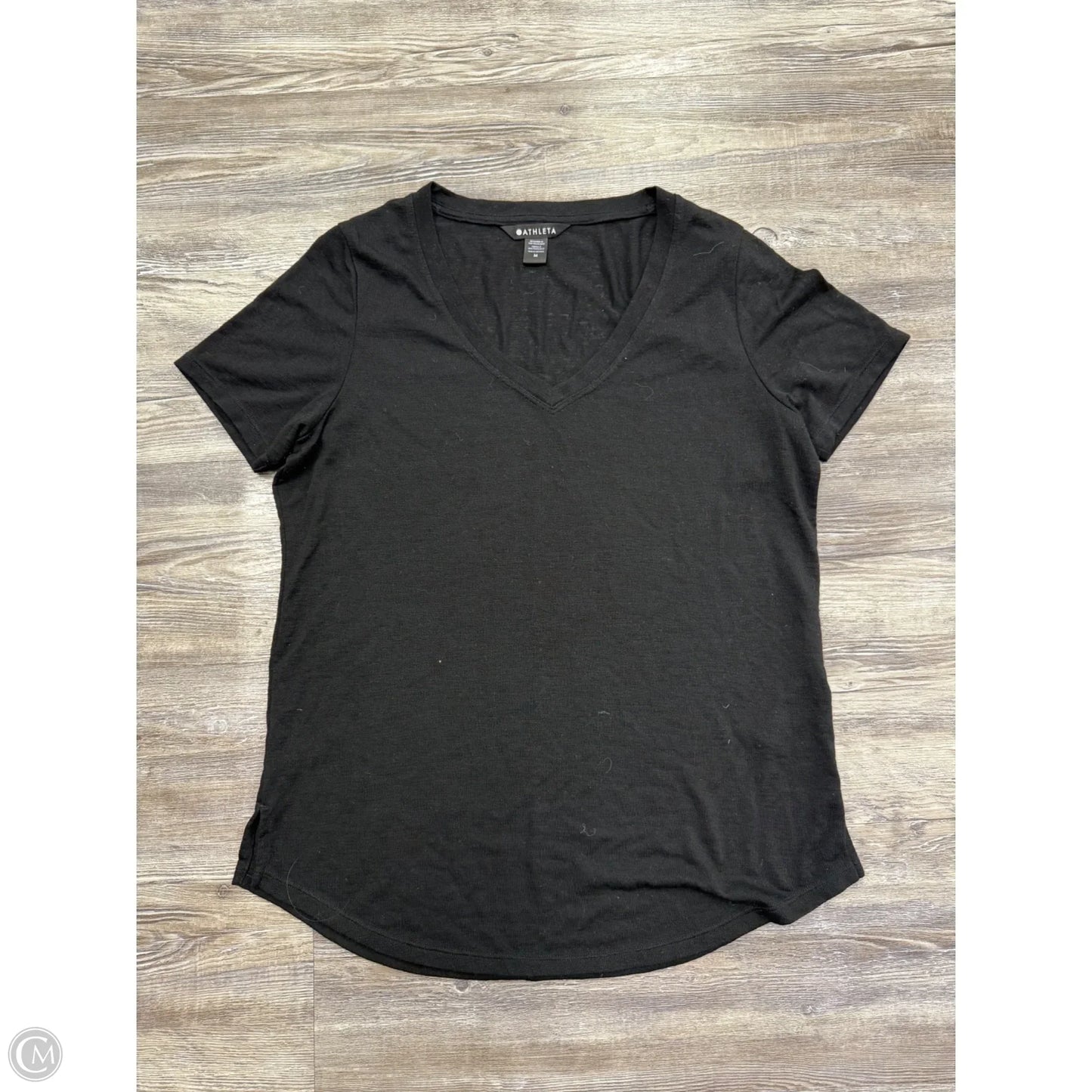 Athletic Top Short Sleeve By Athleta In Black, Size: M