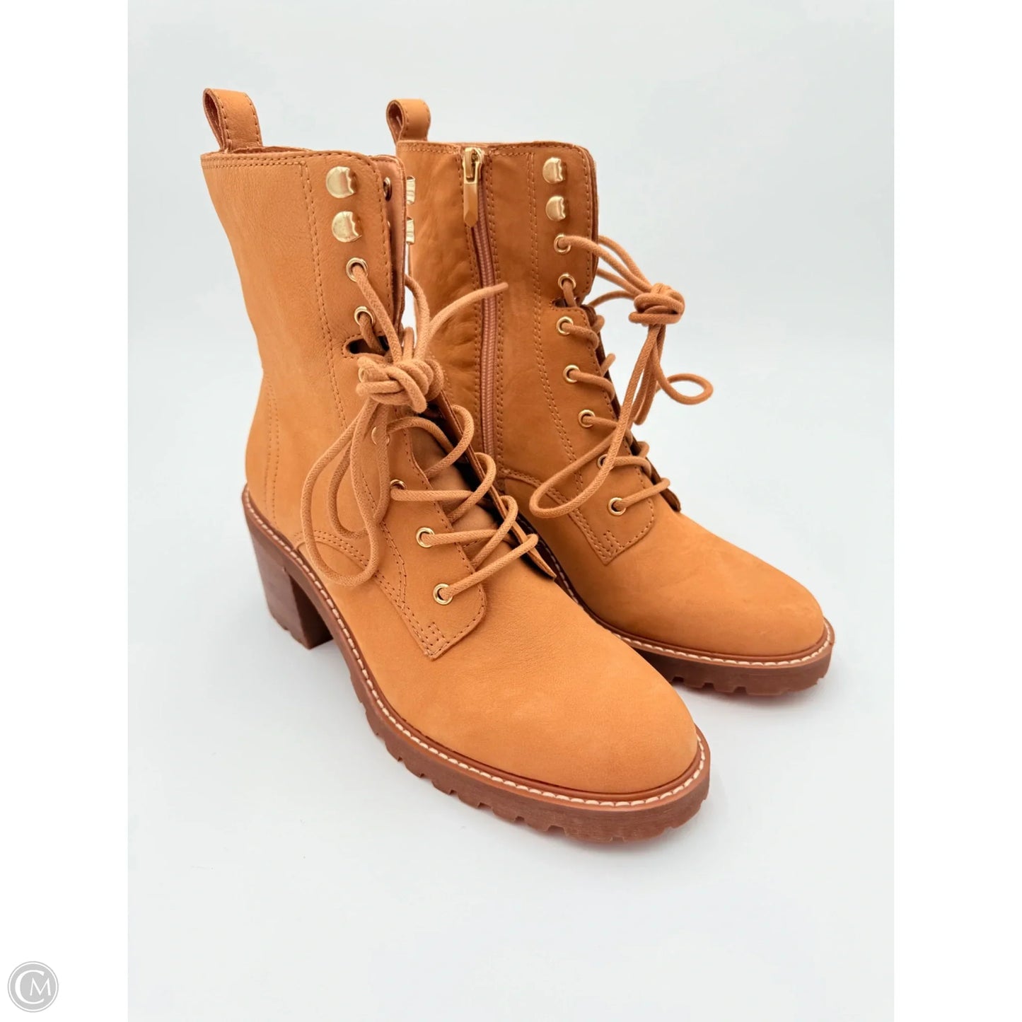 Boots Ankle Heels By Crown Vintage In Tan, Size: 8.5