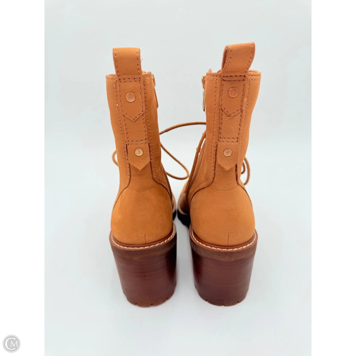 Boots Ankle Heels By Crown Vintage In Tan, Size: 8.5