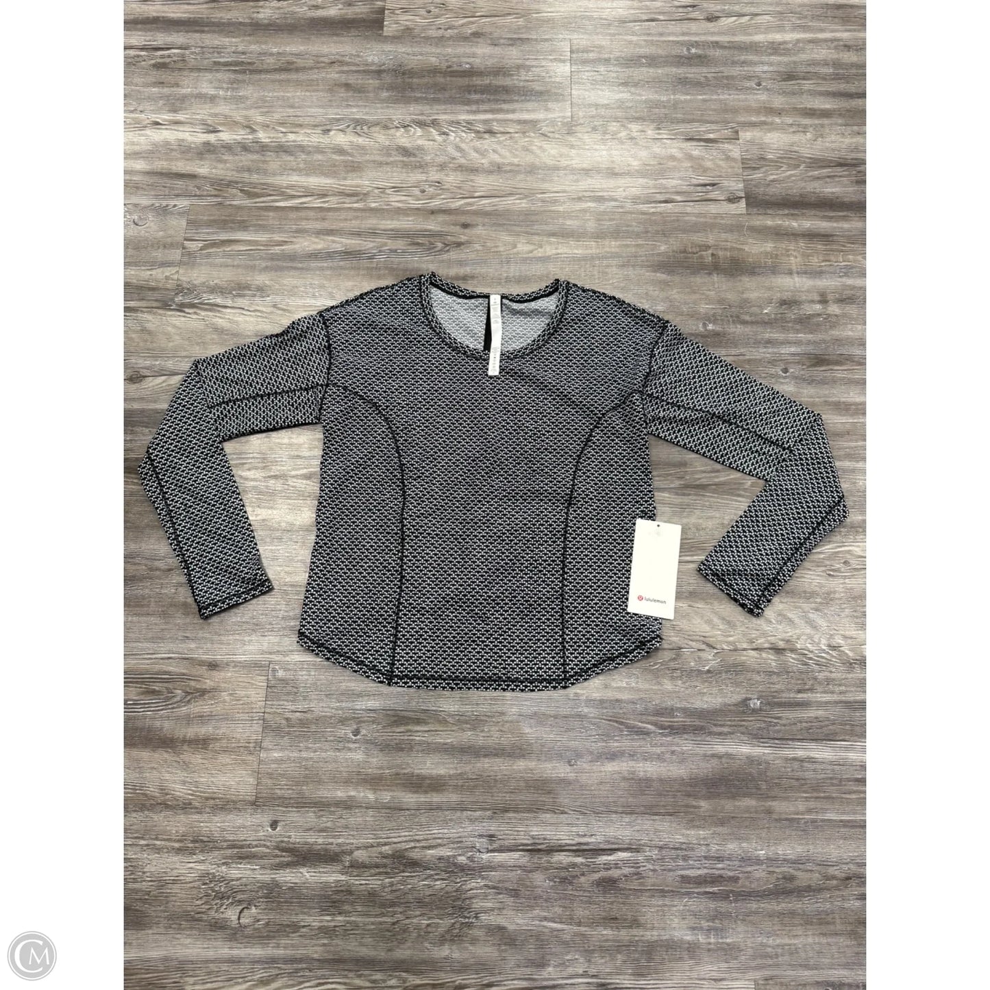 Athletic Top Long Sleeve Crewneck By Lululemon In Black & White, Size: 8