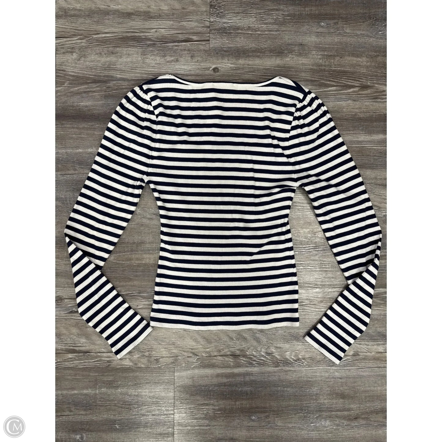 Top Long Sleeve By J. Crew In Blue & White, Size: M