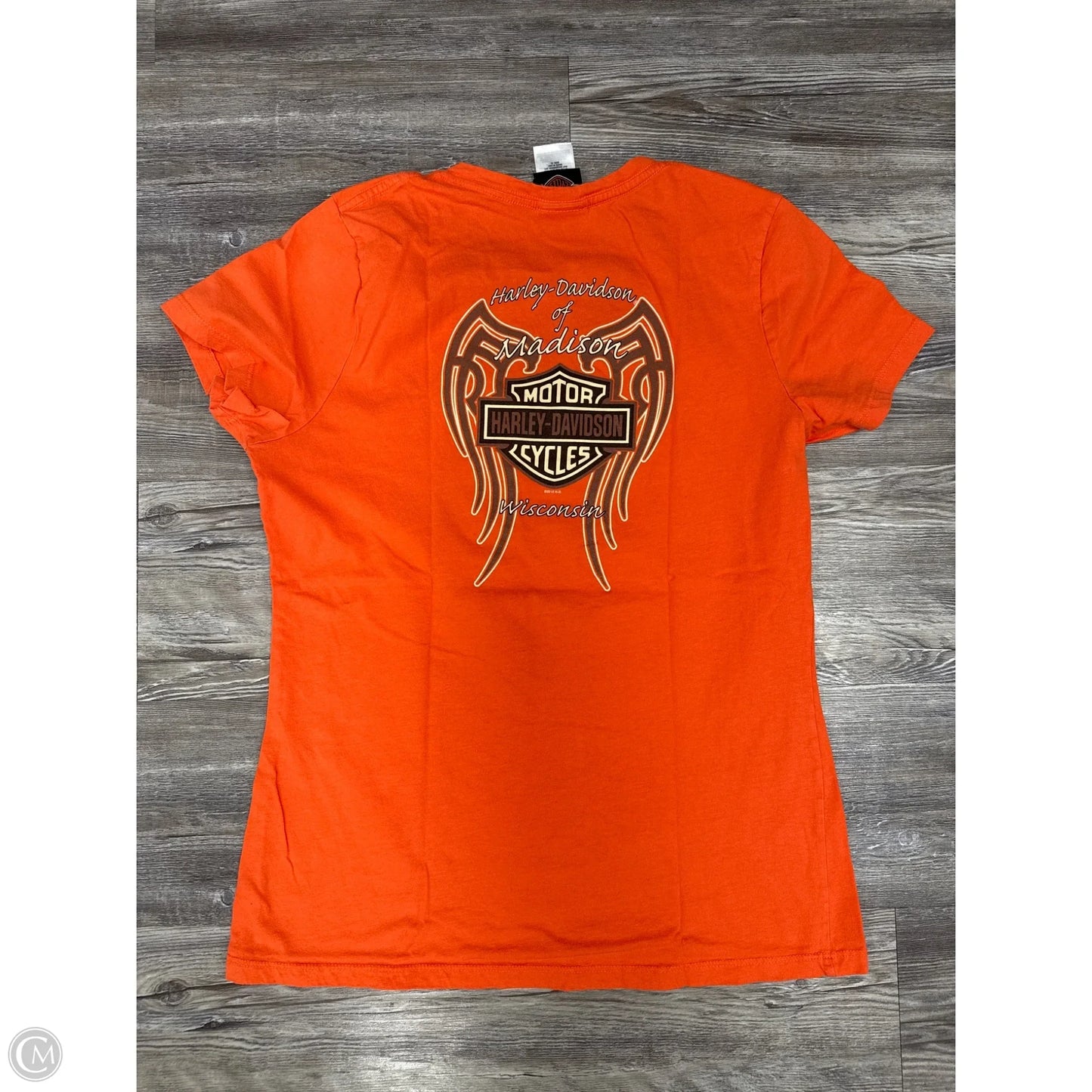 Top Short Sleeve By Harley Davidson In Orange, Size: Xl