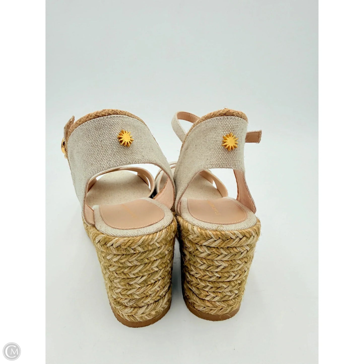 Sandals Designer By Stuart Weitzman In Tan & White, Size: 7.5