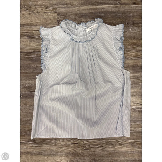 Top Short Sleeve By Frame In Blue & White, Size: L